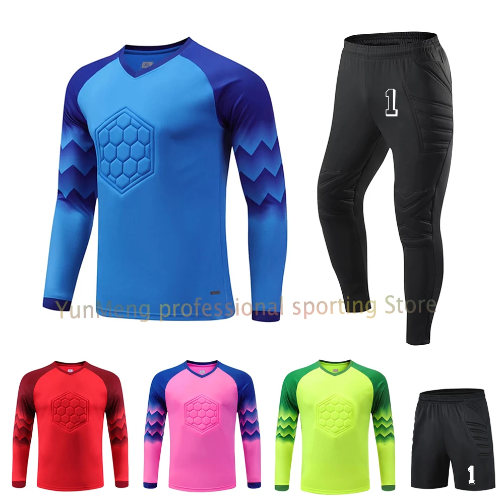 2023 Men Kid Football Goalkeeper Uniform Protective Sponge Long Sleeve Soccer Training Goalkeeper Top Soccer Jersey Pants Custom
2023 Men Kid Football Goalkeeper Uniform Protective Sponge Long Sleeve Soccer Training Goalkeeper Top Soccer Jersey Pants Custom