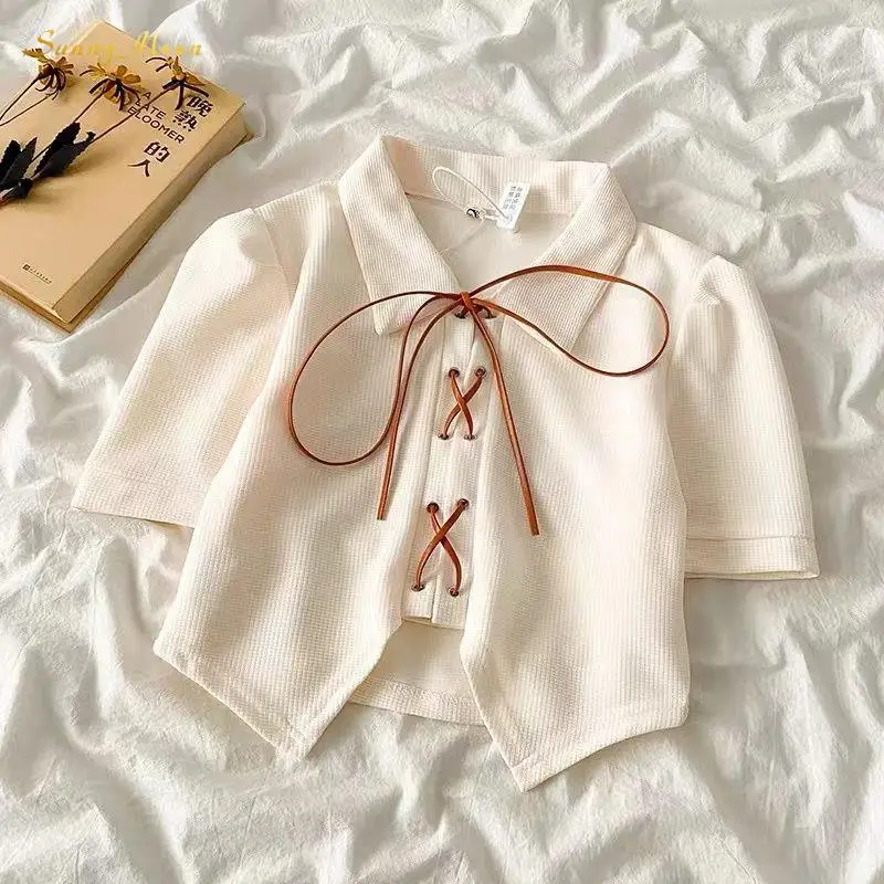 Fashion baby girls infant toddler teens summer personality lapel design sense Polo collar lace-up short-sleeved T-shirt 7-16Y
Fashion baby girls infant toddler teens summer personality lapel design sense Polo collar lace-up short-sleeved T-shirt 7-16Y