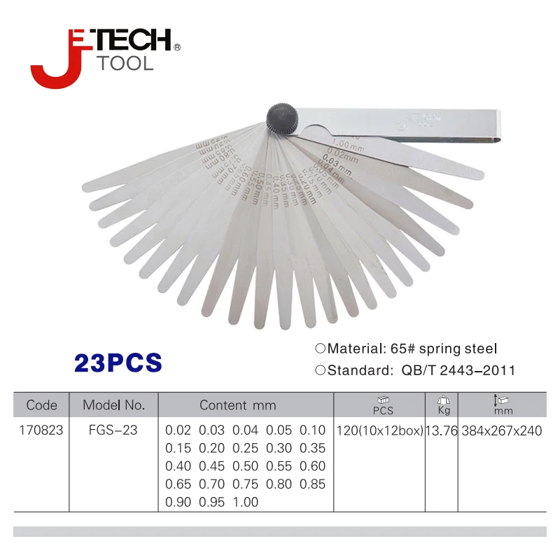 Jetech Measurement Tool 0.02 To 1mm Thickness Feeler Gauge 23 PCS Blade Thickness Gap Metric Filler Gauge Layout Tool
Jetech Measurement Tool 0.02 To 1mm Thickness Feeler Gauge 23 PCS Blade Thickness Gap Metric Filler Gauge Layout Tool