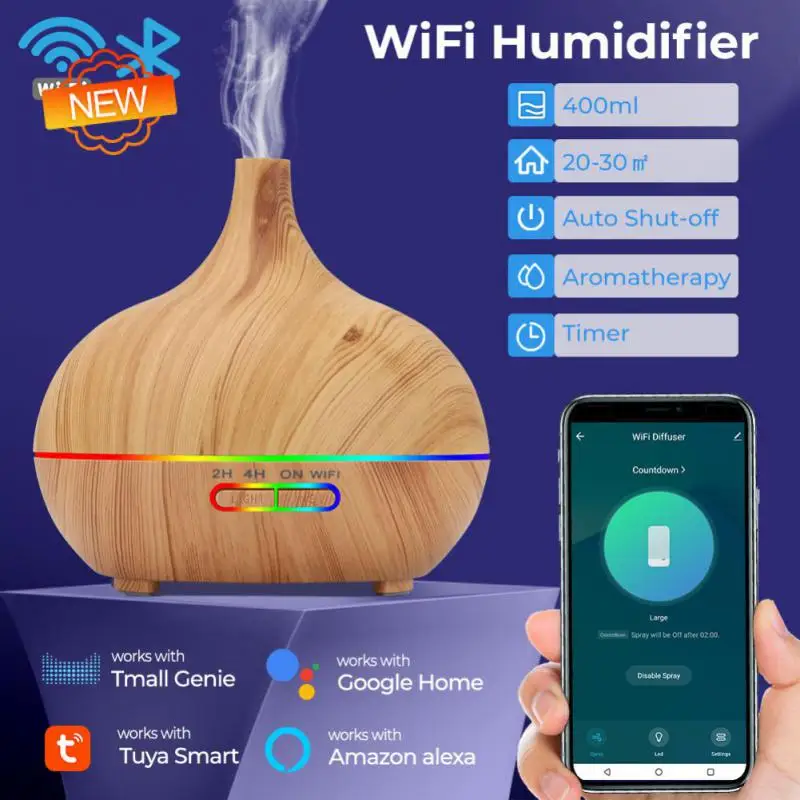 Tuya Air Humidifier 9w Automatic Diffuser Essential Colorful Lights Essential Oil Diffuser Work With Alexa And Google Home
Tuya Air Humidifier 9w Automatic Diffuser Essential Colorful Lights Essential Oil Diffuser Work With Alexa And Google Home