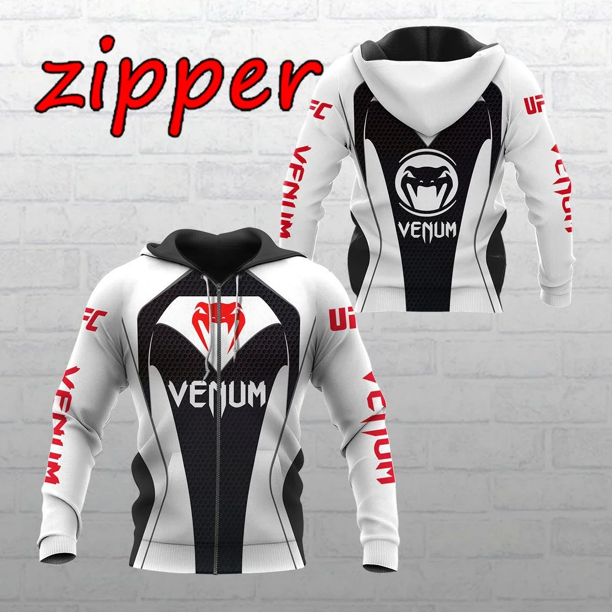 2023 VENUM Men's Boxing Training Hoodie Top Printed 3D Round Neck Slim Fit Casual Zipper Sports Matching Shirt
2023 VENUM Men's Boxing Training Hoodie Top Printed 3D Round Neck Slim Fit Casual Zipper Sports Matching Shirt