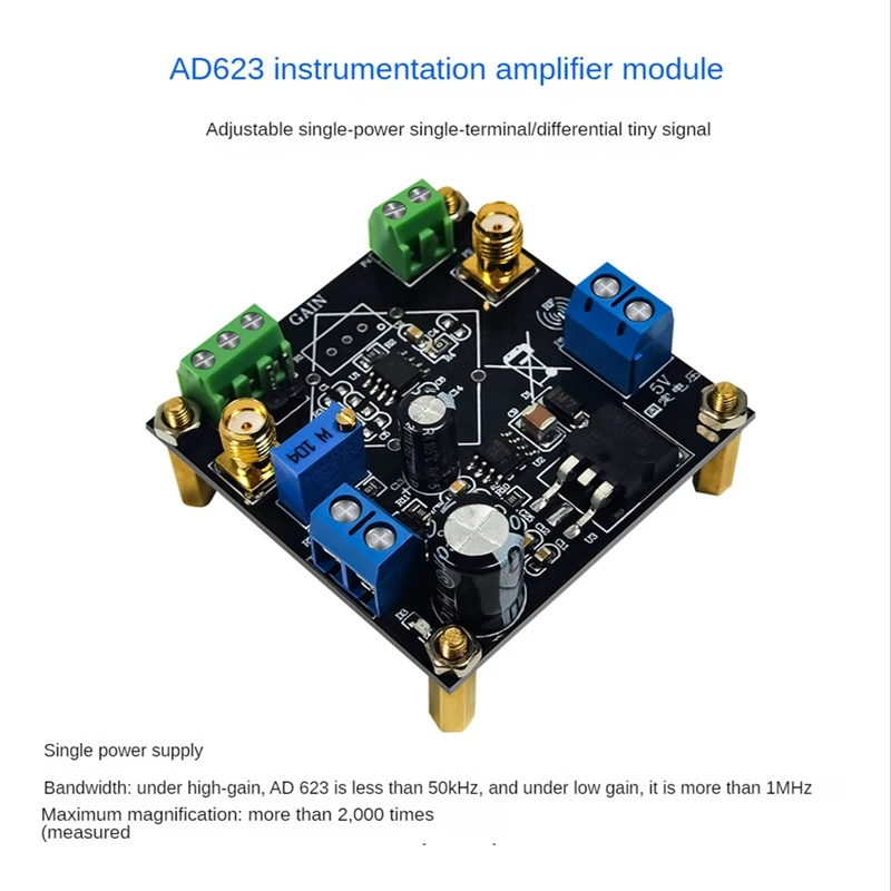 AD620/623 Instrumentation Amplifier Voltage Amplifier Module Nanovolt Microvolt Adjustable Single Power Supply
AD620/623 Instrumentation Amplifier Voltage Amplifier Module Nanovolt Microvolt Adjustable Single Power Supply