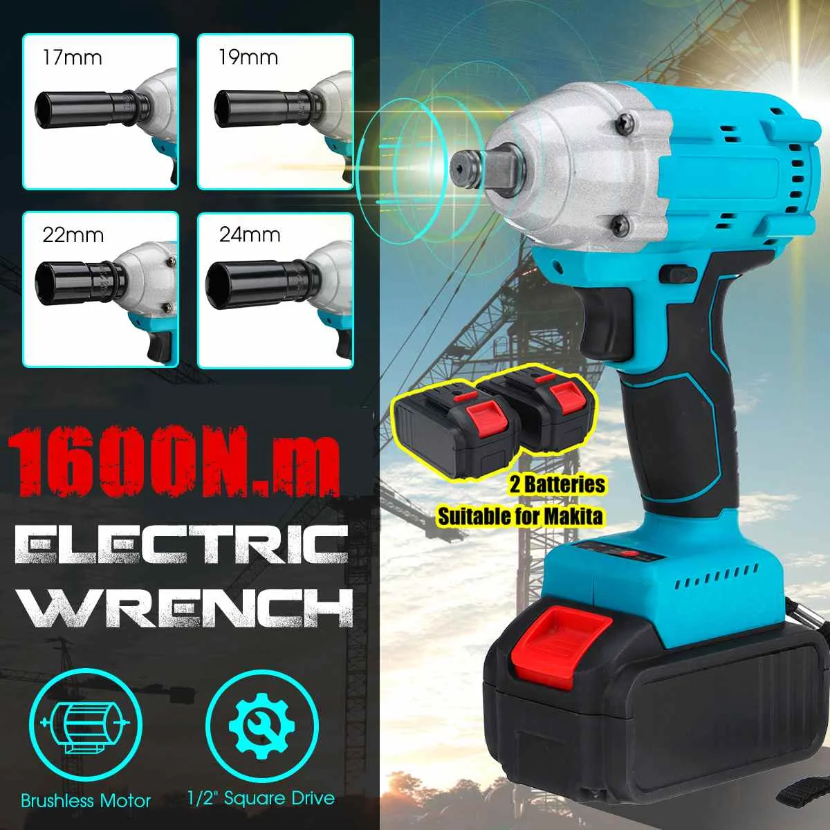 1600N.m 588Vf High Torque Brushless Wrench Cordless Electric Impact Wrench 1/2 Socket Power Tools for Makita 18V Battery
1600N.m 588Vf High Torque Brushless Wrench Cordless Electric Impact Wrench 1/2 Socket Power Tools for Makita 18V Battery
