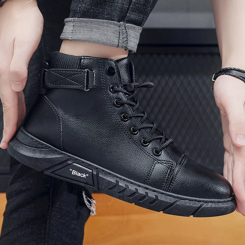 Мужские черные ботильоны, кожаные ботинки, мужские Нескользящие уличные повседневные ботинки на шнуровке, обувь из искусственной кожи
Мужские черные ботильоны, кожаные ботинки, мужские Нескользящие уличные повседневные ботинки на шнуровке, обувь из искусственной кожи