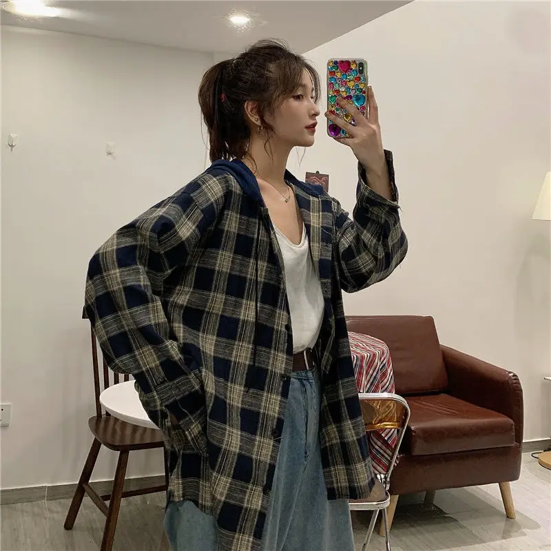 Hooded Plaid Long Sleeve Office Women's Shirt Blouse for Women Blusas Womens Tops and Blouses Chiffon Shirts Ladie's Top T651
Hooded Plaid Long Sleeve Office Women's Shirt Blouse for Women Blusas Womens Tops and Blouses Chiffon Shirts Ladie's Top T651