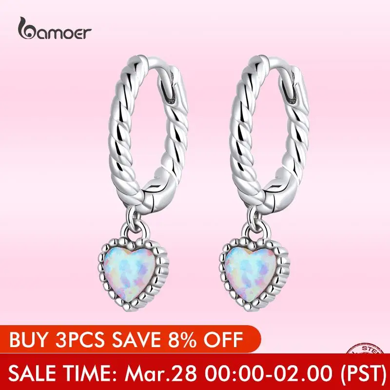 Bamoer 100% 925 Sterling Silver Heart Pendant Ear Buckles for Women Exquisite Opal Drop Earrings High Quality Jewelry Wholesale
Bamoer 100% 925 Sterling Silver Heart Pendant Ear Buckles for Women Exquisite Opal Drop Earrings High Quality Jewelry Wholesale