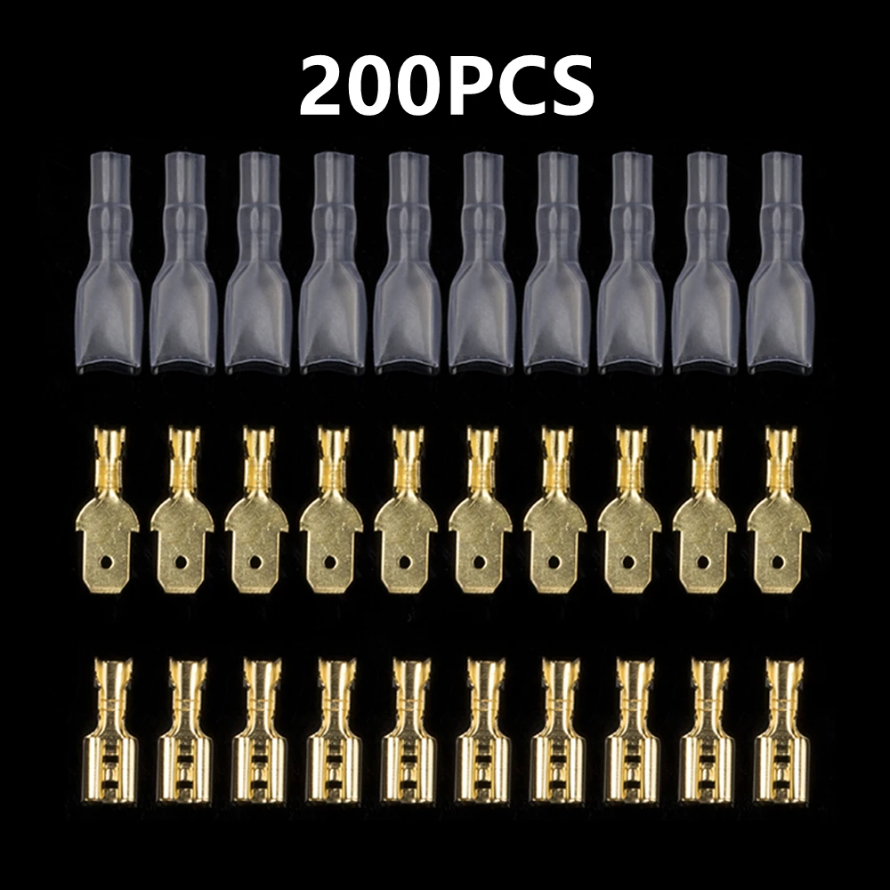 200PCS 2.8mm 4.8mm 6.3mm Female Male Spade Crimp Terminals Electrical Sleeve Golden Wire Connectors for 22-16 AWG 0.5mm2-1.5mm2
200PCS 2.8mm 4.8mm 6.3mm Female Male Spade Crimp Terminals Electrical Sleeve Golden Wire Connectors for 22-16 AWG 0.5mm2-1.5mm2