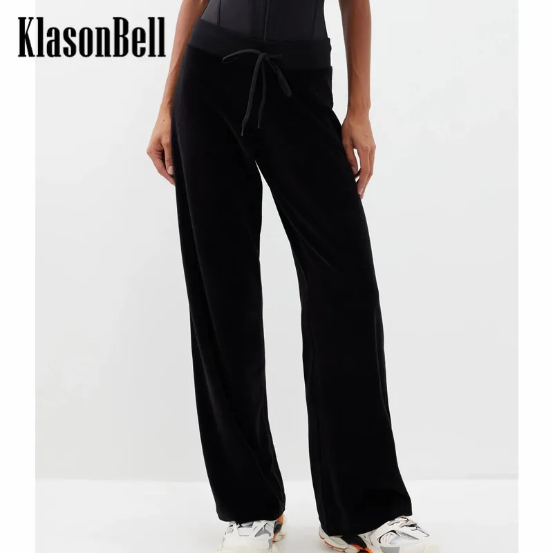 10.12 KlasonBell Black Velvet Drawstring Waist Sports Loose Wide Leg Pants Women
10.12 KlasonBell Black Velvet Drawstring Waist Sports Loose Wide Leg Pants Women