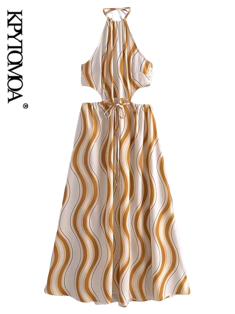 KPYTOMOA Women Fashion With Tied Bow Hollow Out Printed Midi Dress Vintage Backless Thin Straps Female Dresses Vestidos Mujer
KPYTOMOA Women Fashion With Tied Bow Hollow Out Printed Midi Dress Vintage Backless Thin Straps Female Dresses Vestidos Mujer
