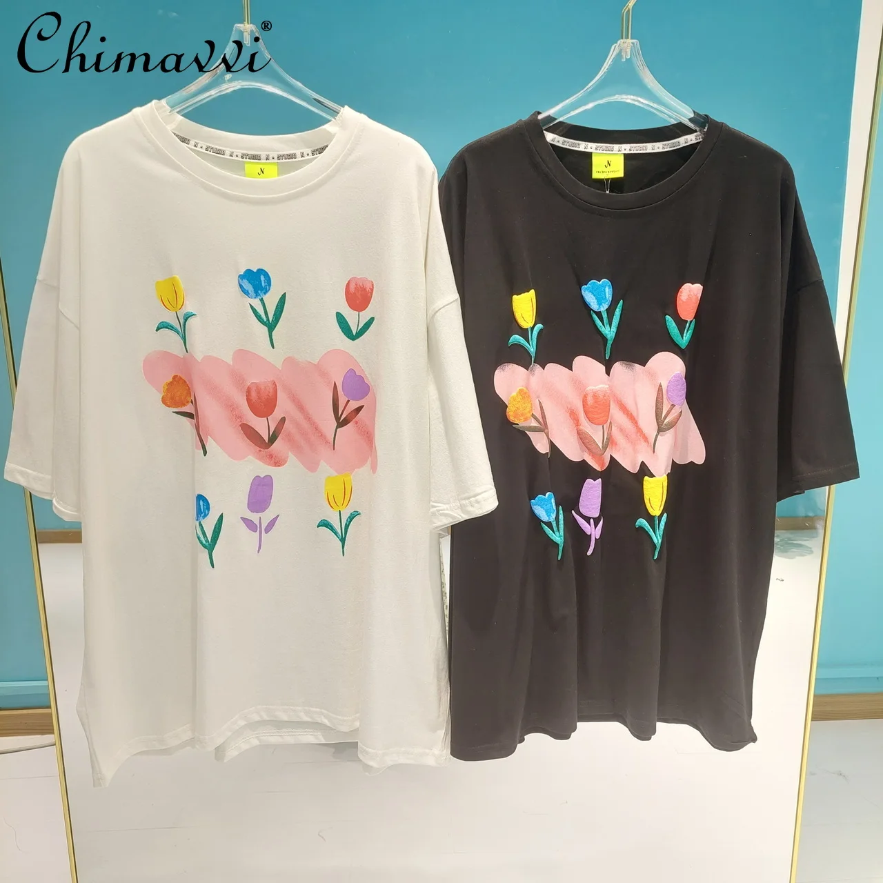 2022 Summer New Ladies Korean Style Sweet Round Neck Top Tees Women's Fashion Simple Loose Color Tulip Cartoon Printed T-shirt
2022 Summer New Ladies Korean Style Sweet Round Neck Top Tees Women's Fashion Simple Loose Color Tulip Cartoon Printed T-shirt