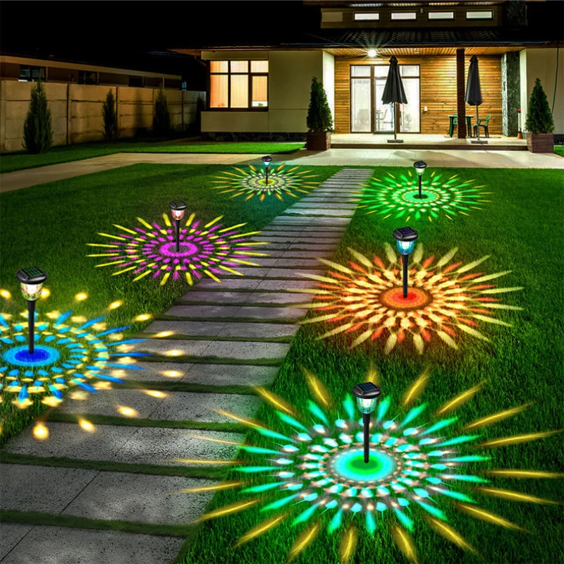 

Садовые фонари на солнечной батарее, водонепроницаемые уличные лампы с изменением цвета RGB для газона, садовое украшение, уличное освещение...