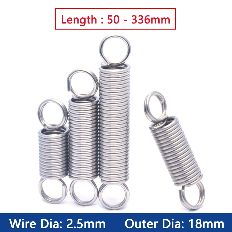 1pc Wire Dia 2.5mm OD 18mm 304 Stainless Steel Dual Hook Tension Spring Closed Loop Hardware Accessories Length 50-336mm
1pc Wire Dia 2.5mm OD 18mm 304 Stainless Steel Dual Hook Tension Spring Closed Loop Hardware Accessories Length 50-336mm