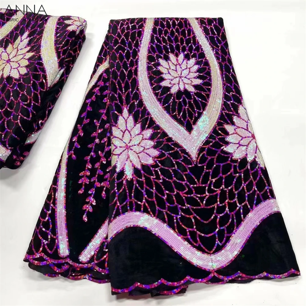 African Velvet Lace Fabric with Sequins High Quality Nigerian Lace Material French Lace Fabric 5yards for Wedding Party
African Velvet Lace Fabric with Sequins High Quality Nigerian Lace Material French Lace Fabric 5yards for Wedding Party