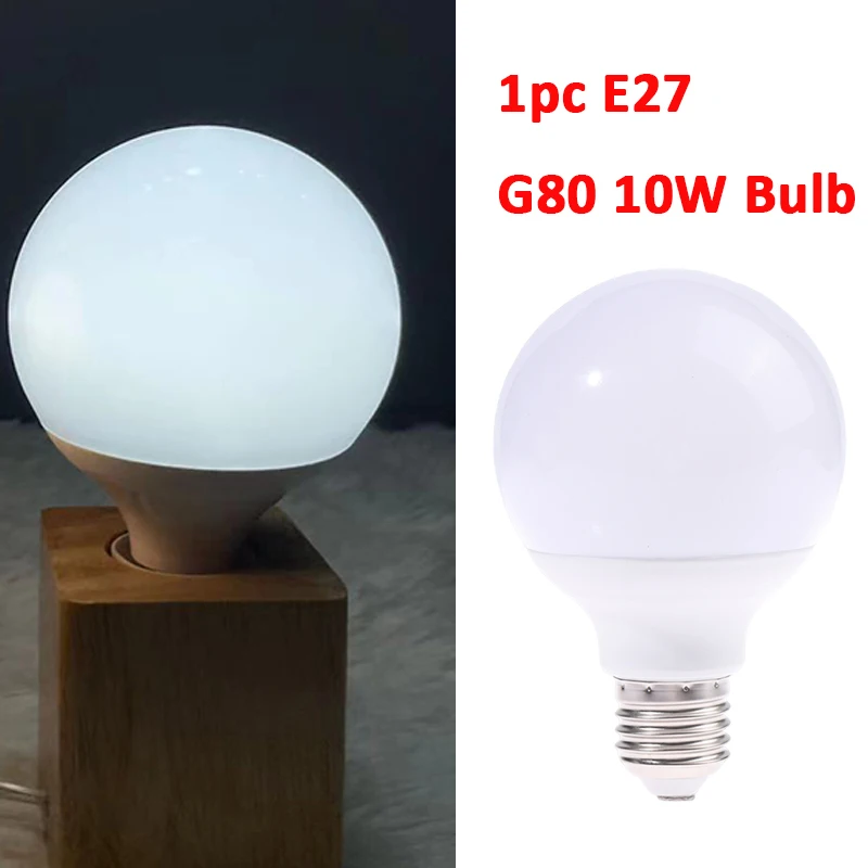 

1Pc Milky Glass Bulb E27 LED Edison Light Bulb G80 E27 10W AC200V-240V Globe Ball Bulb Cold White Lamp LED Lamp
