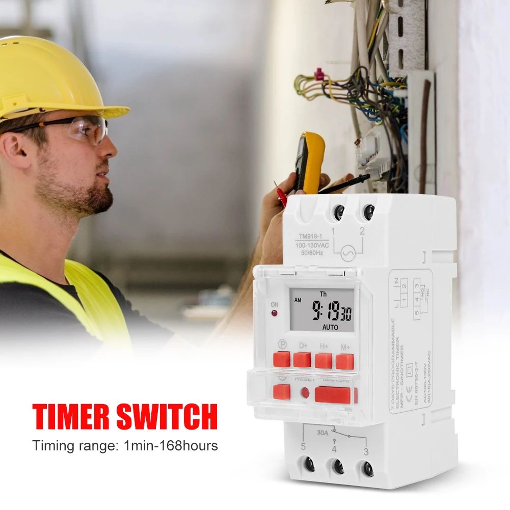 TM919B 30A 6000W Din Rail Mount 7 Days Weekly Programmable Digital Timer Switch Control Automatic Electronic Time Relay Controll
TM919B 30A 6000W Din Rail Mount 7 Days Weekly Programmable Digital Timer Switch Control Automatic Electronic Time Relay Controll