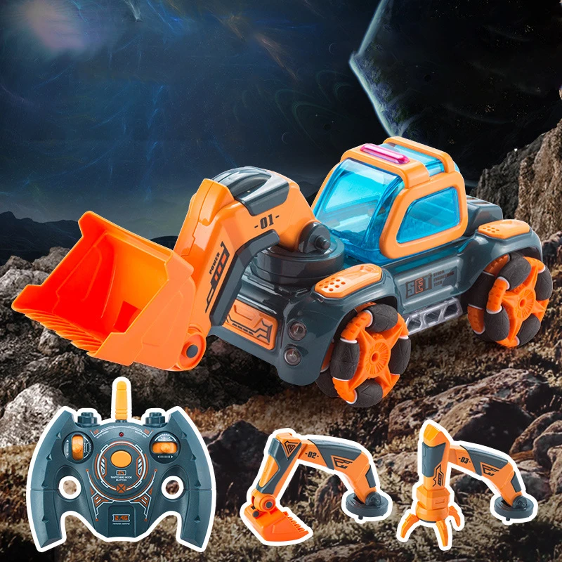 

2.4 Ghz RC 3 in 1 Excavator Bulldozer Claw Machine Remote Control Engineering Car For Kids Gifts Music Toy 12 Channel