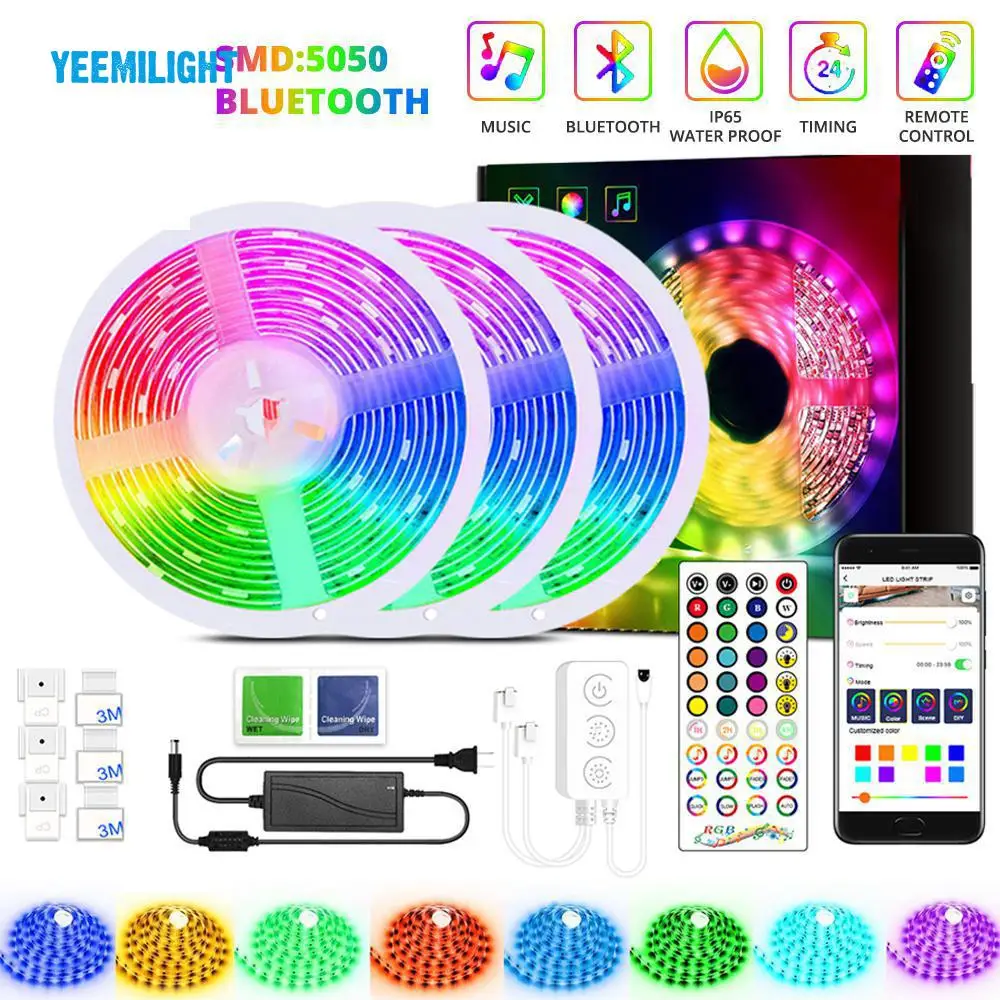 Bluetooth Led Light Bar 5M-30M 5050RGB Light Bar Music Sync APP Control DIY TV Backlight Bedroom Decorative Flexible Ribbon 
Bluetooth Led Light Bar 5M-30M 5050RGB Light Bar Music Sync APP Control DIY TV Backlight Bedroom Decorative Flexible Ribbon