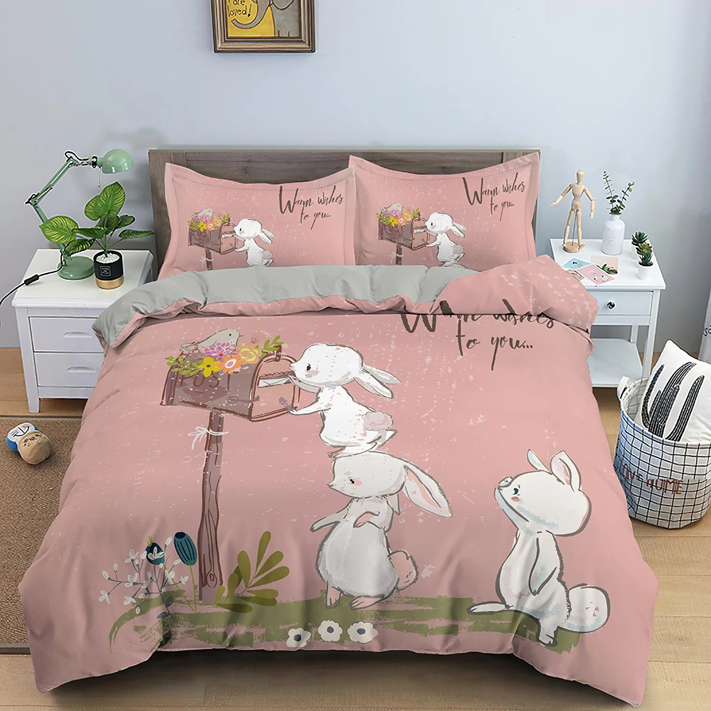 Kawaii Bunny Bedding Set Cartoon Rabbit Duvet Cover 2/3pcs Single Size Microfiber Quilt Cover Bed Cover Boys Girls Bedroom Decor
Kawaii Bunny Bedding Set Cartoon Rabbit Duvet Cover 2/3pcs Single Size Microfiber Quilt Cover Bed Cover Boys Girls Bedroom Decor
