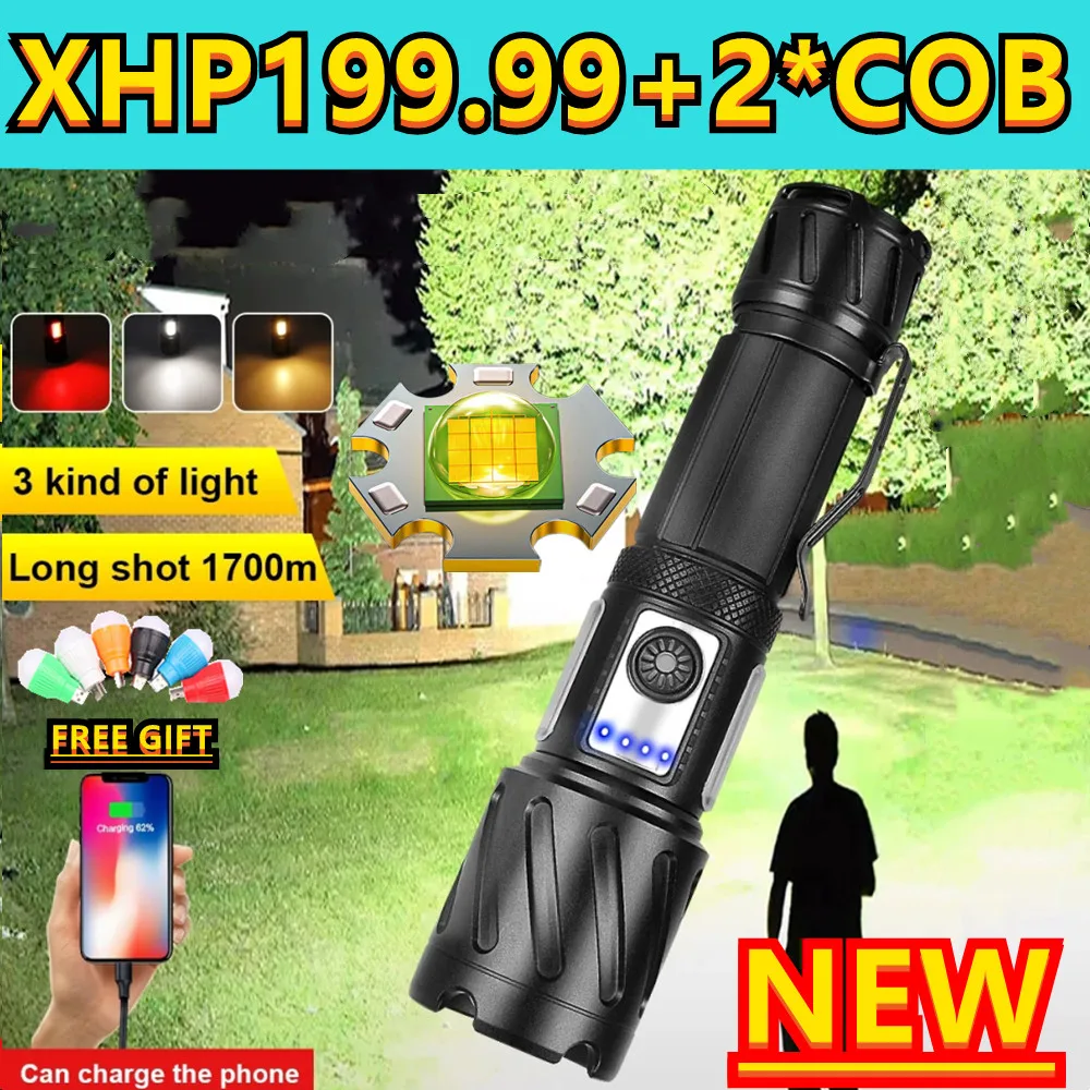 750000LM XHP199 High Power Led Flashlights Usb Rechargeable Led Flashlight 18650 Powerful Torch Light XHP160 Lantern For Hunting
750000LM XHP199 High Power Led Flashlights Usb Rechargeable Led Flashlight 18650 Powerful Torch Light XHP160 Lantern For Hunting