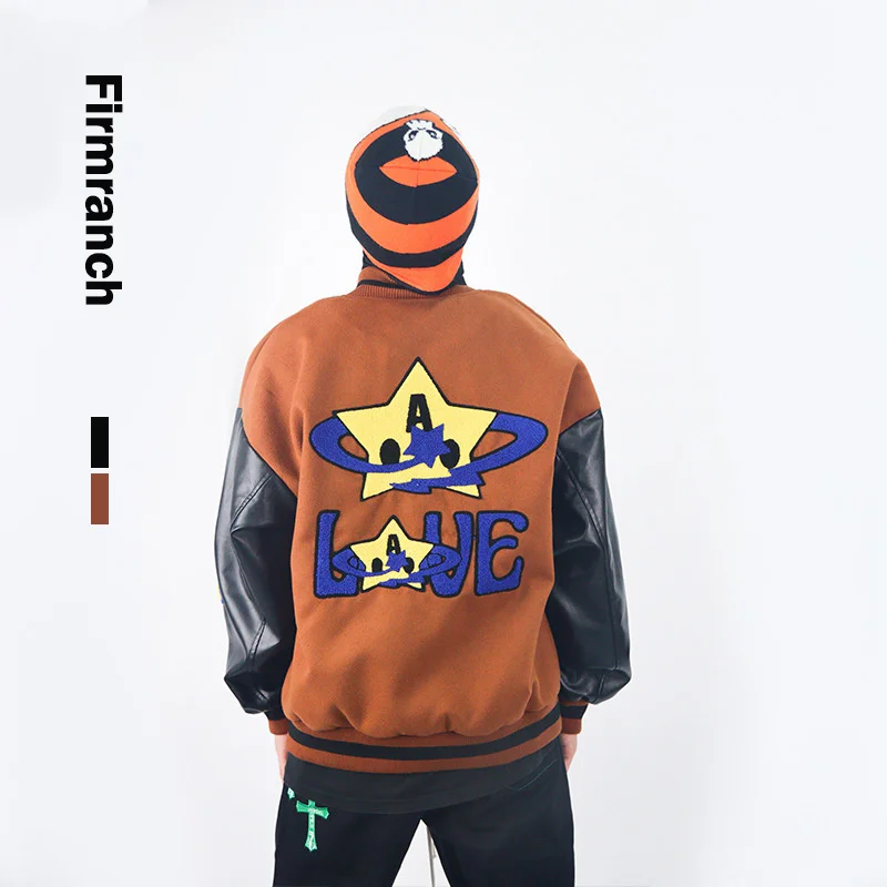 Casual New Fashion American Baseball Coat Suede Stars With Leather Sleeves Autumn/Winter Jacket For Men/Women/Students
Casual New Fashion American Baseball Coat Suede Stars With Leather Sleeves Autumn/Winter Jacket For Men/Women/Students