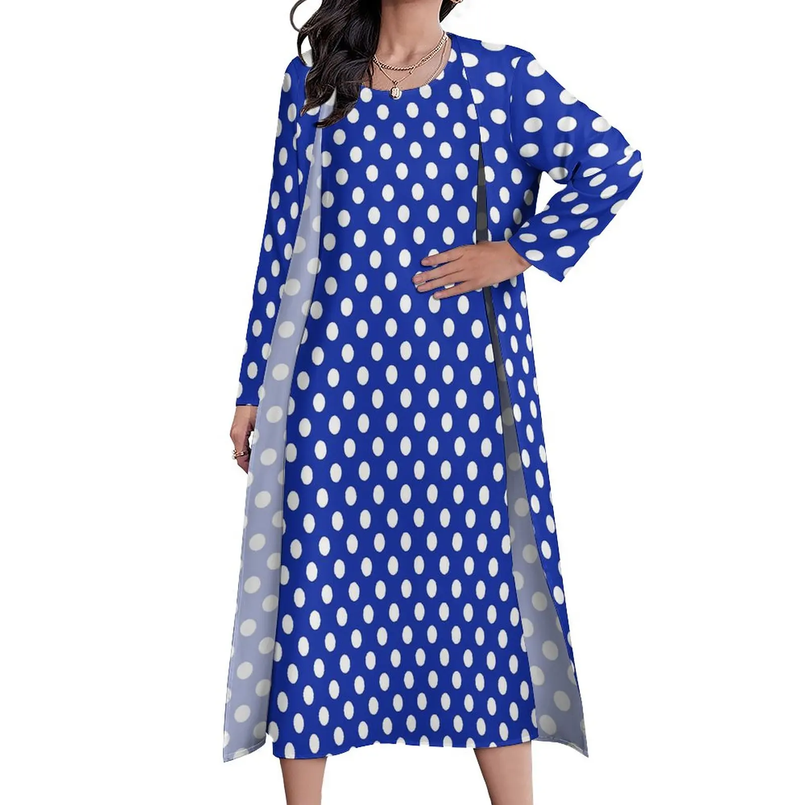 Blue Polka Dot Dress Classic Print Vintage Maxi Dress Long Sleeve Design Boho Beach Long Dresses Street Fashion Oversize Clothes
Blue Polka Dot Dress Classic Print Vintage Maxi Dress Long Sleeve Design Boho Beach Long Dresses Street Fashion Oversize Clothes