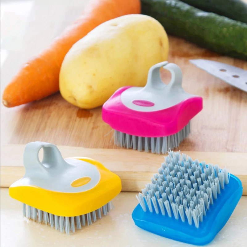 

Kitchen Home Gadgets Multifunctional Fruit Vegetable Brush Cleaning Tools Potato Radish Handle Brush Helpful Fingers Protection
