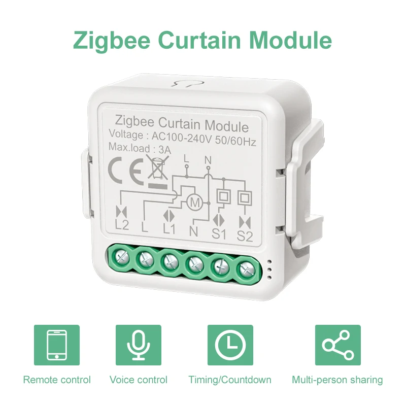 Tuya ZigBee 3.0 Smart Curtain Switch Module for Roller Blinds Shutter Electric Motor 1-Gang 2-Gang Work with Alexa Google Home
Tuya ZigBee 3.0 Smart Curtain Switch Module for Roller Blinds Shutter Electric Motor 1-Gang 2-Gang Work with Alexa Google Home