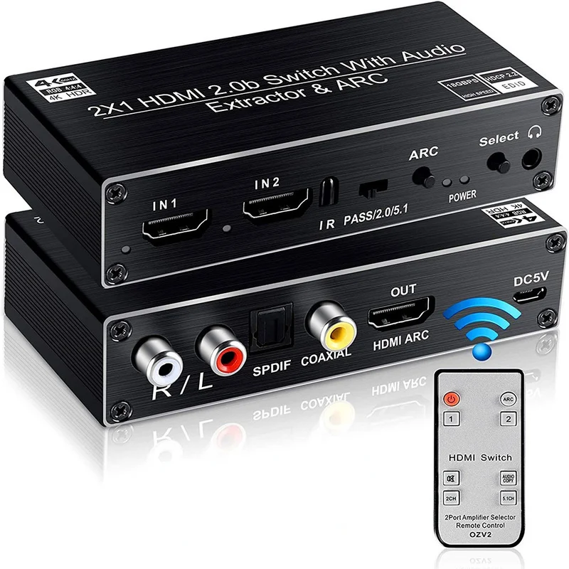 Мини 2x1 4K HDMI переключатель аудио экстрактор с дугой и оптическим Toslink HDMI 2,0 переключатель 4K 60 Гц HDMI переключатель дистанционное управление дл...
Мини 2x1 4K HDMI переключатель аудио экстрактор с дугой и оптическим Toslink HDMI 2,0 переключатель 4K 60 Гц HDMI переключатель дистанционное управление дл...