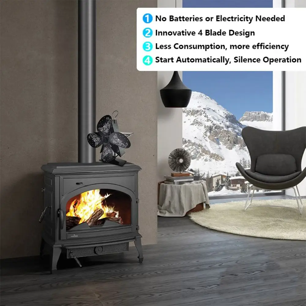 New 4 Blades Log Burner Fan Blade Christmas Star Fireplace Fan Thermoelectric Fan Wood Burning Stove Wood Stove Fan
New 4 Blades Log Burner Fan Blade Christmas Star Fireplace Fan Thermoelectric Fan Wood Burning Stove Wood Stove Fan