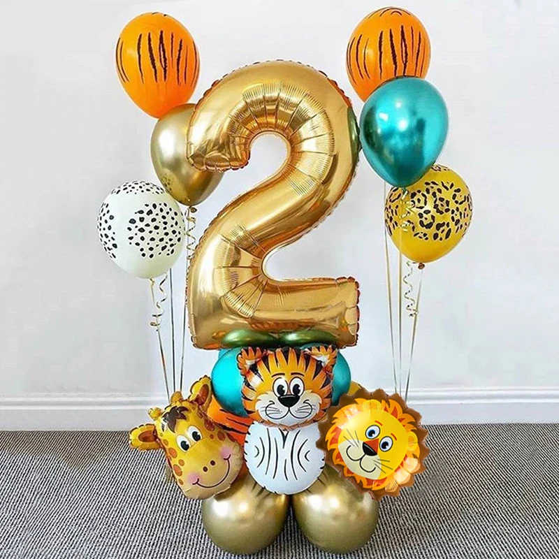 18Pcs Jungle Animal Balloons Set Chrome Metallic Latex Balloon 32inch Gold Number Globos Kids Birthday Party Baby Shower Decor
18Pcs Jungle Animal Balloons Set Chrome Metallic Latex Balloon 32inch Gold Number Globos Kids Birthday Party Baby Shower Decor