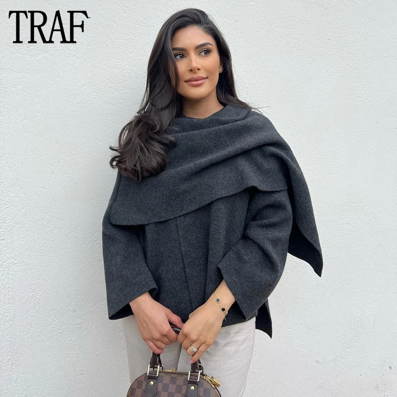 TRAF 2023 Scarf Coats for Women Asymmetric Oversize Jacket Woman Autumn Fashion Women's Coats Long Sleeve Basic Jacket Women
TRAF 2023 Scarf Coats for Women Asymmetric Oversize Jacket Woman Autumn Fashion Women's Coats Long Sleeve Basic Jacket Women