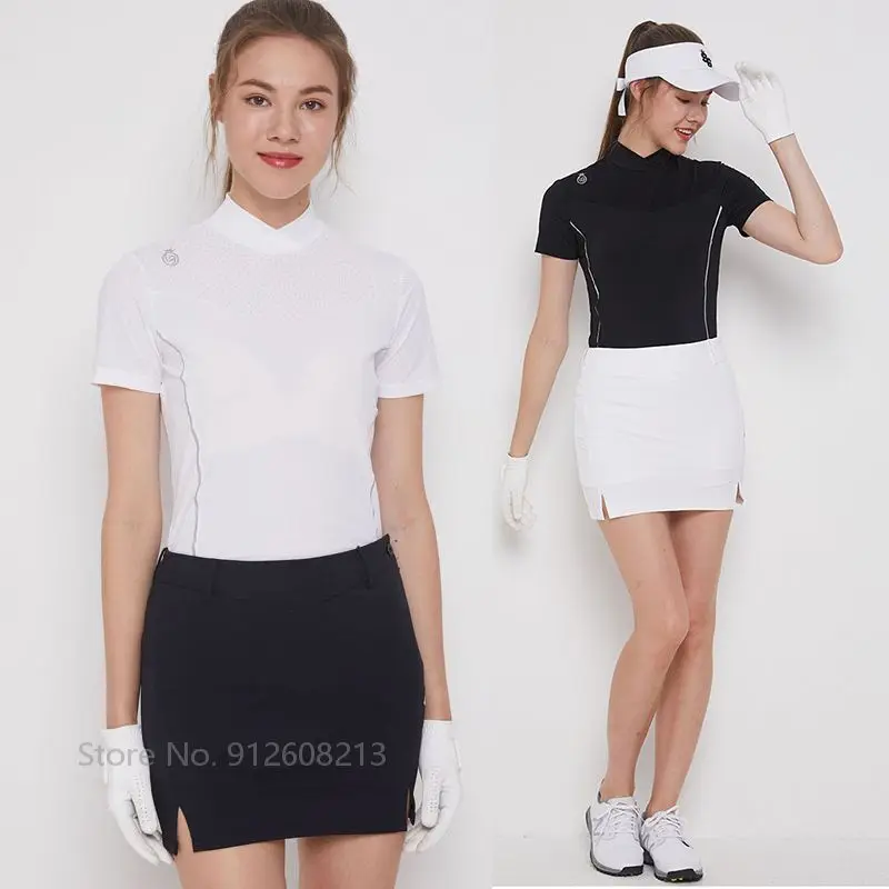 Женская спортивная футболка Love Golf с коротким рукавом, корейский топ с воротником-стойкой и разрезом, Дамский комплект для гольфа с коротким ...
Женская спортивная футболка Love Golf с коротким рукавом, корейский топ с воротником-стойкой и разрезом, Дамский комплект для гольфа с коротким ...