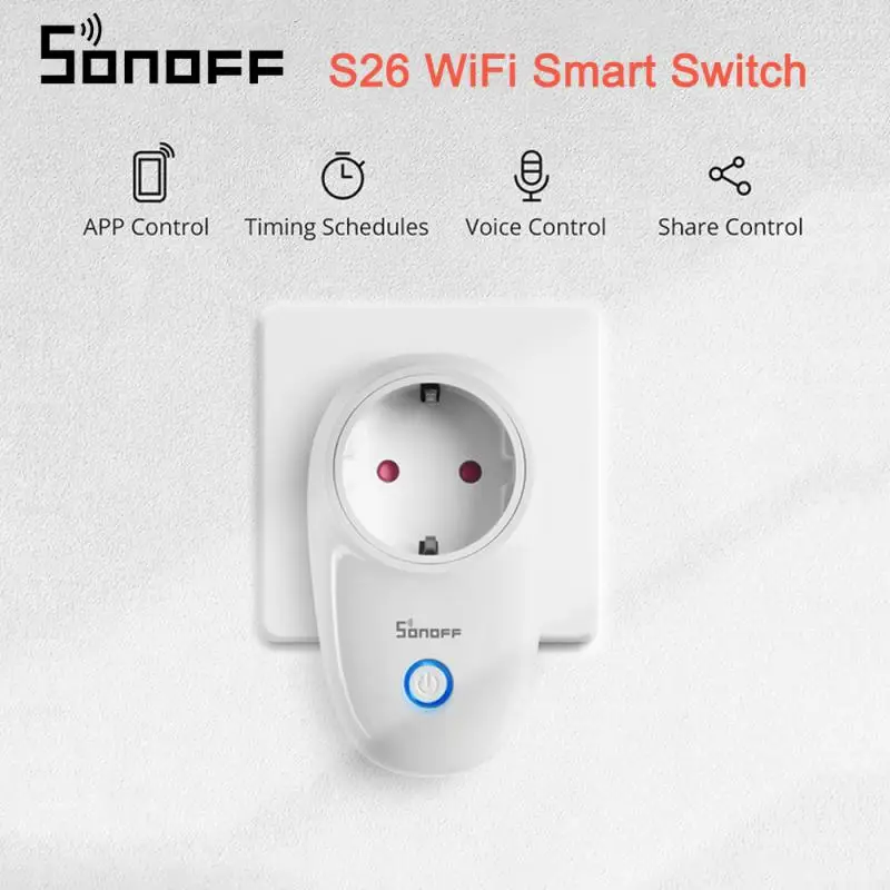 

Sonoff S26 R2 EU FR BR IT Smart Plug WiFi Wireless Remote Timing Power Outlet Socket Works With Alexa Google Home Ewelink App