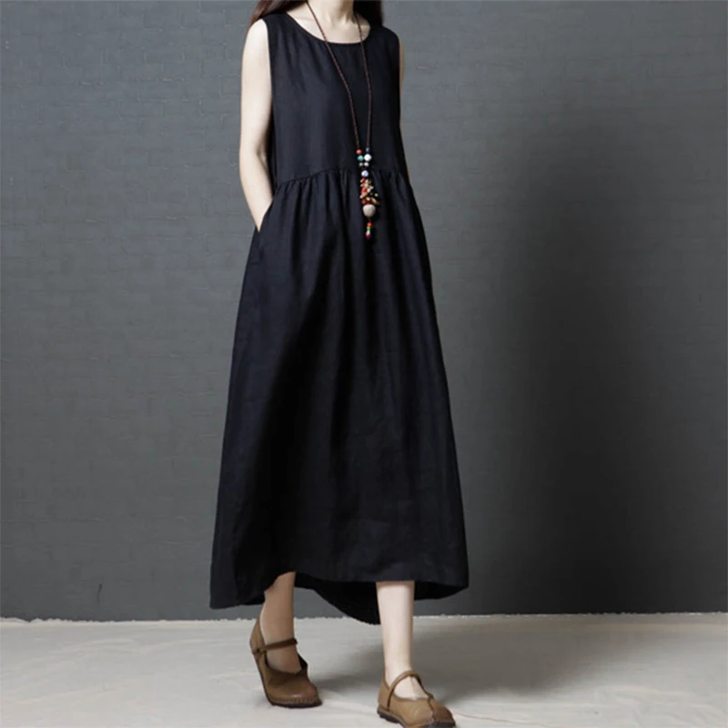 Women Round Neck Vintage Ethnic Sleeveless Solid Dress Party Long Maxi Dress Sleeveless Sundress Fashion long
Women Round Neck Vintage Ethnic Sleeveless Solid Dress Party Long Maxi Dress Sleeveless Sundress Fashion long