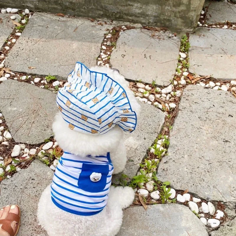 Send Bear Hat Summer Pet Striped Sling Yorkshire Bichon Chihuahua Cat Thin Dog Clothes Puppy Vest Suit
Send Bear Hat Summer Pet Striped Sling Yorkshire Bichon Chihuahua Cat Thin Dog Clothes Puppy Vest Suit