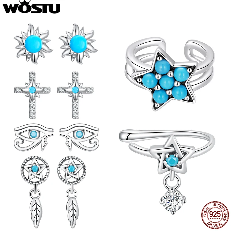 Wostu 925 Sterling Silver Mono Ear Clip Turquoise DreamCatcher Horus' Evil Eye Earrings Collocation Hypoallergenic Jewelry Gift
Wostu 925 Sterling Silver Mono Ear Clip Turquoise DreamCatcher Horus' Evil Eye Earrings Collocation Hypoallergenic Jewelry Gift