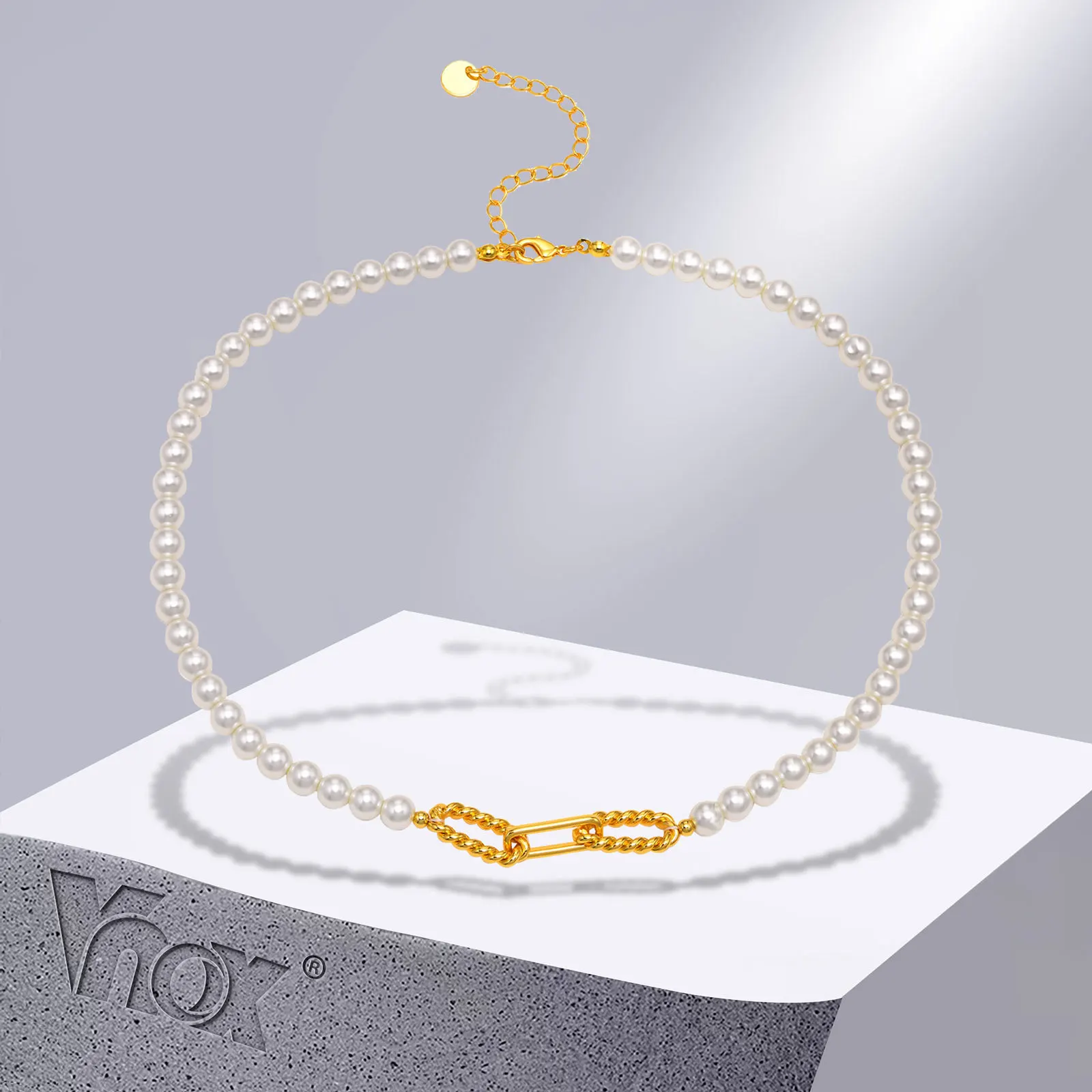 Vnox Elegant Women Necklace, Perfect Round Ballot Simulated Pearl Beads Chain, Paperclip Rectangle Links Charm Necklaces
Vnox Elegant Women Necklace, Perfect Round Ballot Simulated Pearl Beads Chain, Paperclip Rectangle Links Charm Necklaces