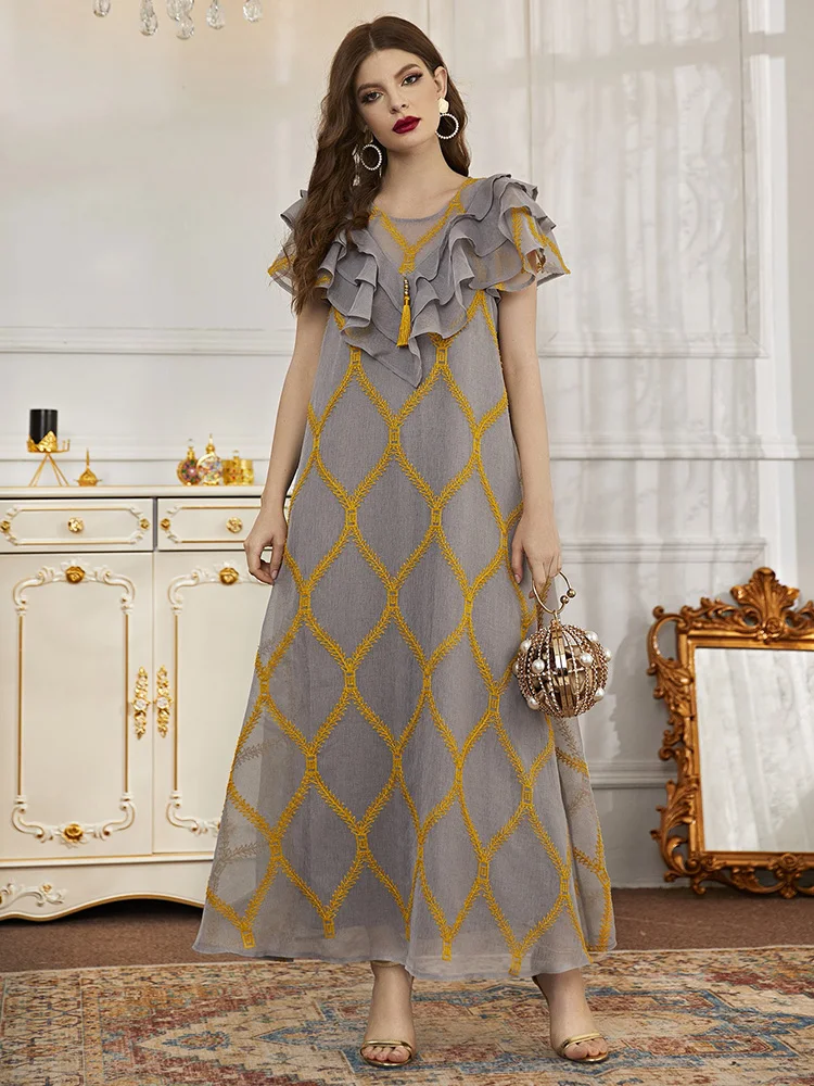 Women Casual Elegant Maxi Long Dresses 2023 New Summer Ruffled A-line Abaya Arabic Turkish African Evening Party Robe Vestido
Women Casual Elegant Maxi Long Dresses 2023 New Summer Ruffled A-line Abaya Arabic Turkish African Evening Party Robe Vestido