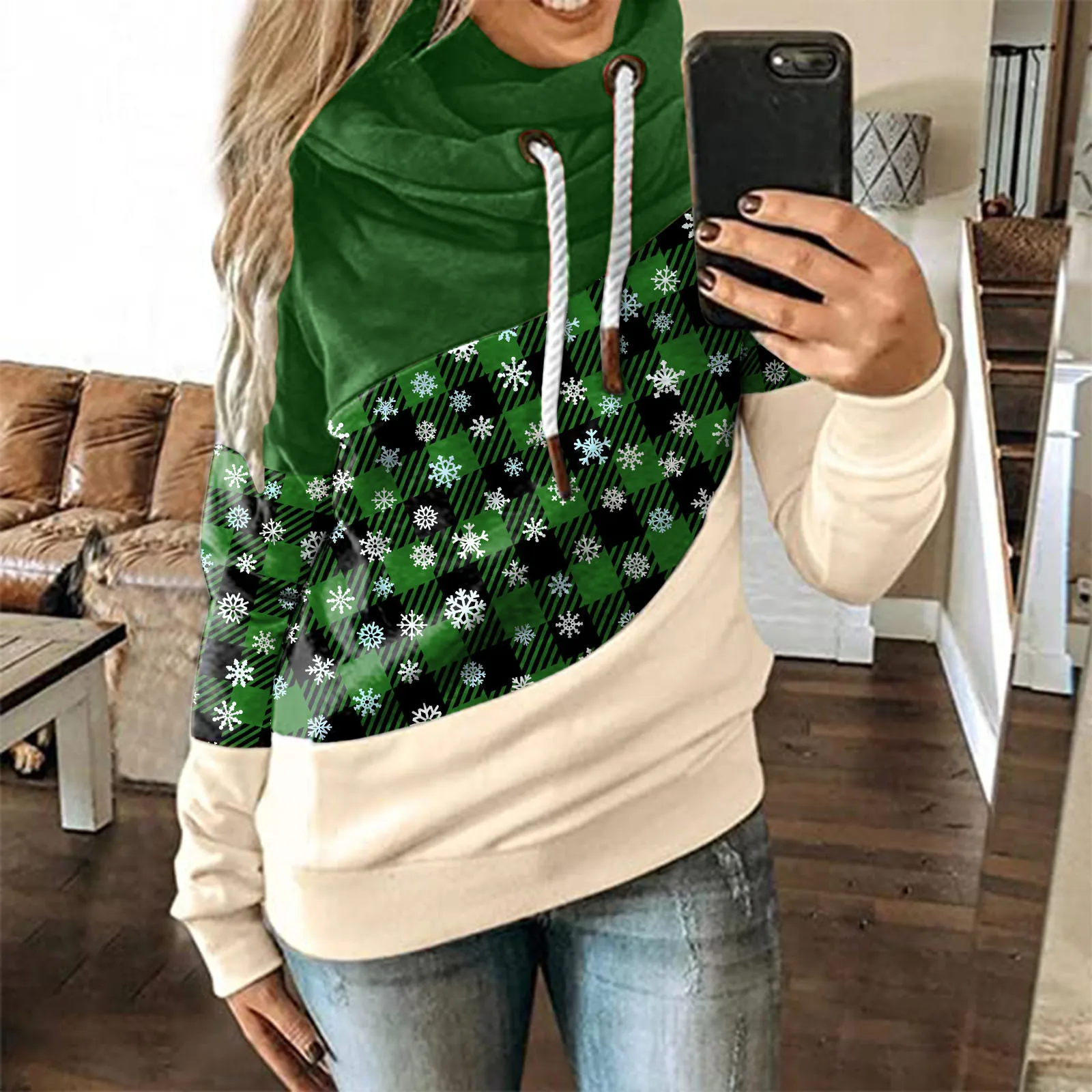 Oversized Hoodie Sweatshirt Women Women O Neck Long-Sleeved Hoodie Splice Christmas Print Tether Top Sweatshirt Long Sleeve Tee
Oversized Hoodie Sweatshirt Women Women O Neck Long-Sleeved Hoodie Splice Christmas Print Tether Top Sweatshirt Long Sleeve Tee