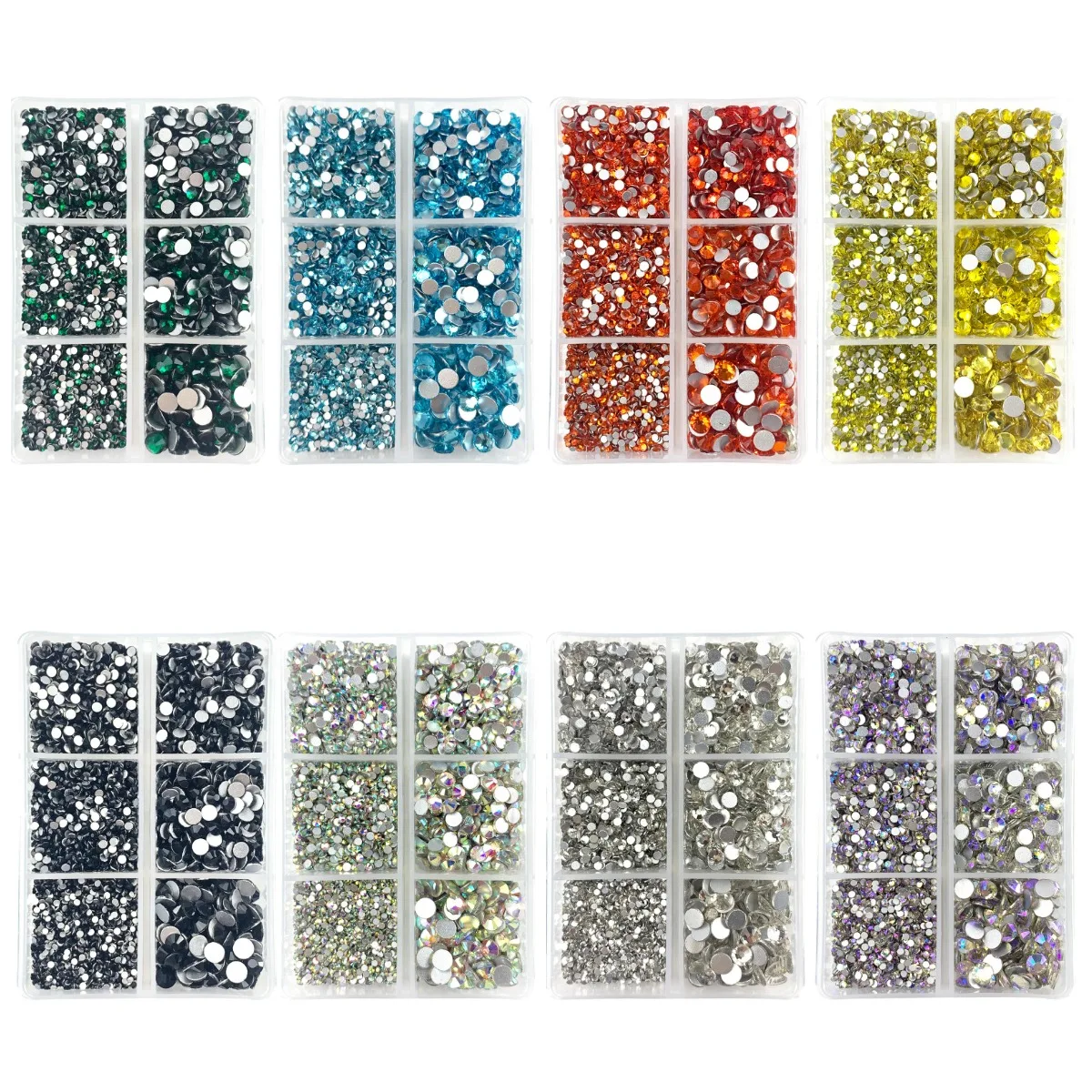 6 Grids Crystal AB Glass Nail Rhinestones Mix Sizes 3D Flat Bottom Dazzling Diamonds Nails Art Decoration Rhinestones
6 Grids Crystal AB Glass Nail Rhinestones Mix Sizes 3D Flat Bottom Dazzling Diamonds Nails Art Decoration Rhinestones