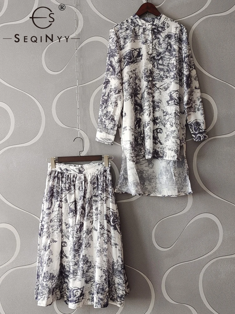 SEQINYY Vintage Suit Summer Spring New Fashion Design Women Runway Long Shirt + Knee Skirt Animals Flower Print Casual
SEQINYY Vintage Suit Summer Spring New Fashion Design Women Runway Long Shirt + Knee Skirt Animals Flower Print Casual