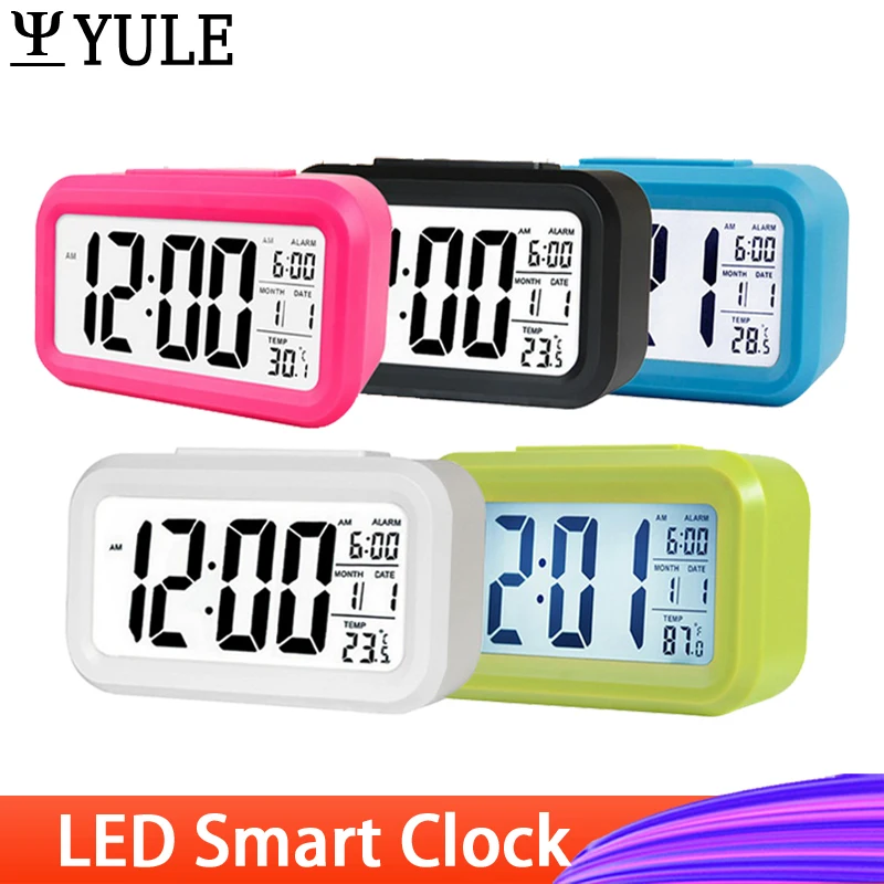 LED Digital Alarm Clock Smart Electronic Digital Alarm Desktop Clock Home Office Backlight Temperature Lazy Data Calendar Clocks
LED Digital Alarm Clock Smart Electronic Digital Alarm Desktop Clock Home Office Backlight Temperature Lazy Data Calendar Clocks