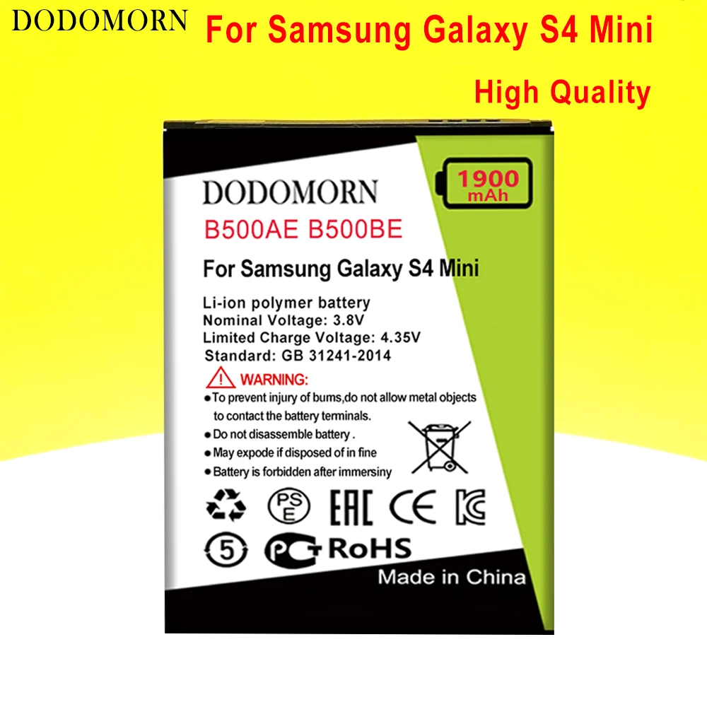 Аккумулятор DODOMORN B500BE для Samsung Galaxy S4 Mini GT-i9190 i9192 i9198 i9195 высокое качество + номер отслеживания
Аккумулятор DODOMORN B500BE для Samsung Galaxy S4 Mini GT-i9190 i9192 i9198 i9195 высокое качество + номер отслеживания