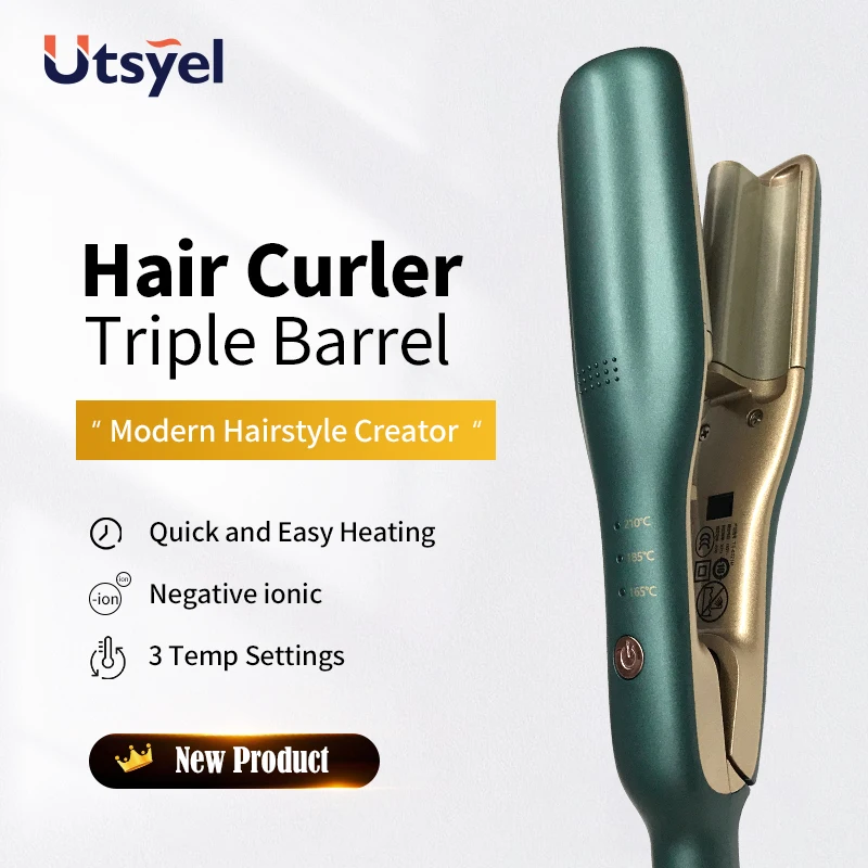 Professional Hair Curling Iron Triple Barrel Egg Roll Hair Waver Styling Tool Perm Splint Hair Curlers Electric Curling Home
Professional Hair Curling Iron Triple Barrel Egg Roll Hair Waver Styling Tool Perm Splint Hair Curlers Electric Curling Home