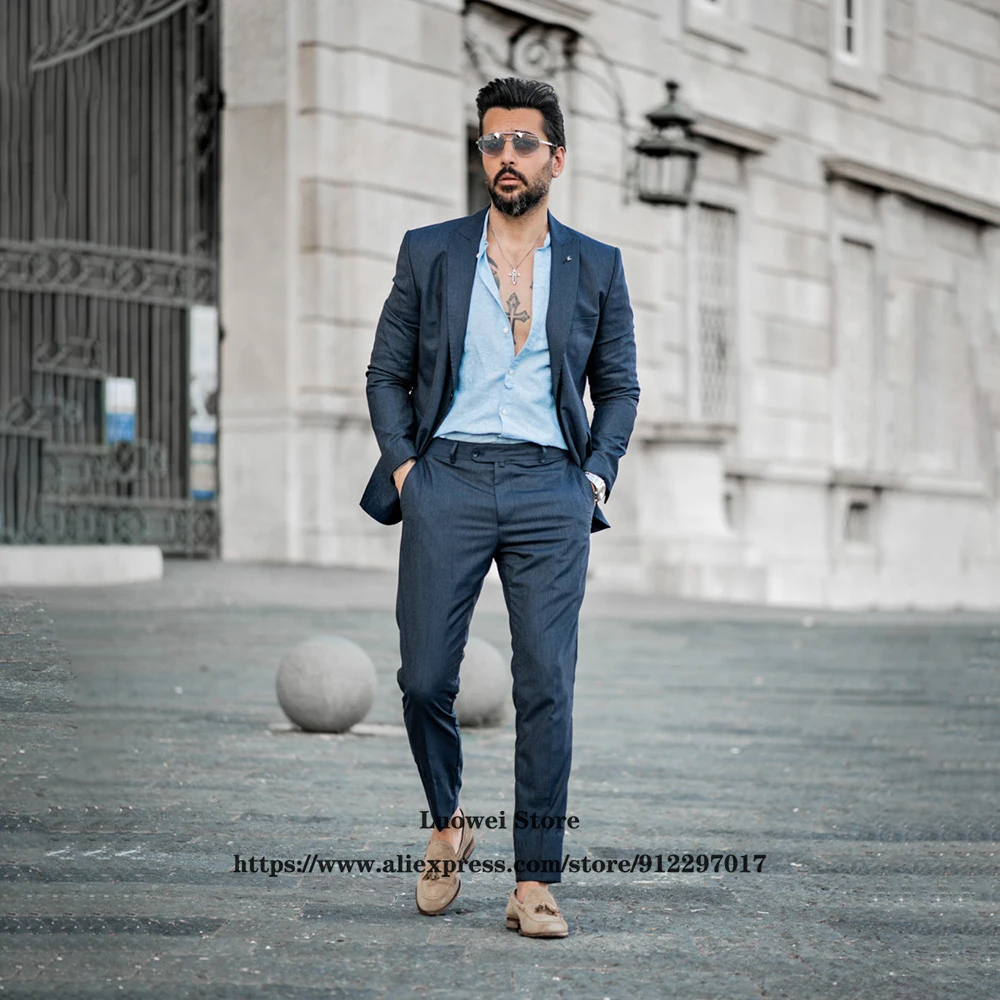 Fashion Navy Blue Suits For Men Slim Fit 2 Piece Jacket Pants Set Formal Groom Party Wedding Tuxedo Male Office Business Blazer
Fashion Navy Blue Suits For Men Slim Fit 2 Piece Jacket Pants Set Formal Groom Party Wedding Tuxedo Male Office Business Blazer