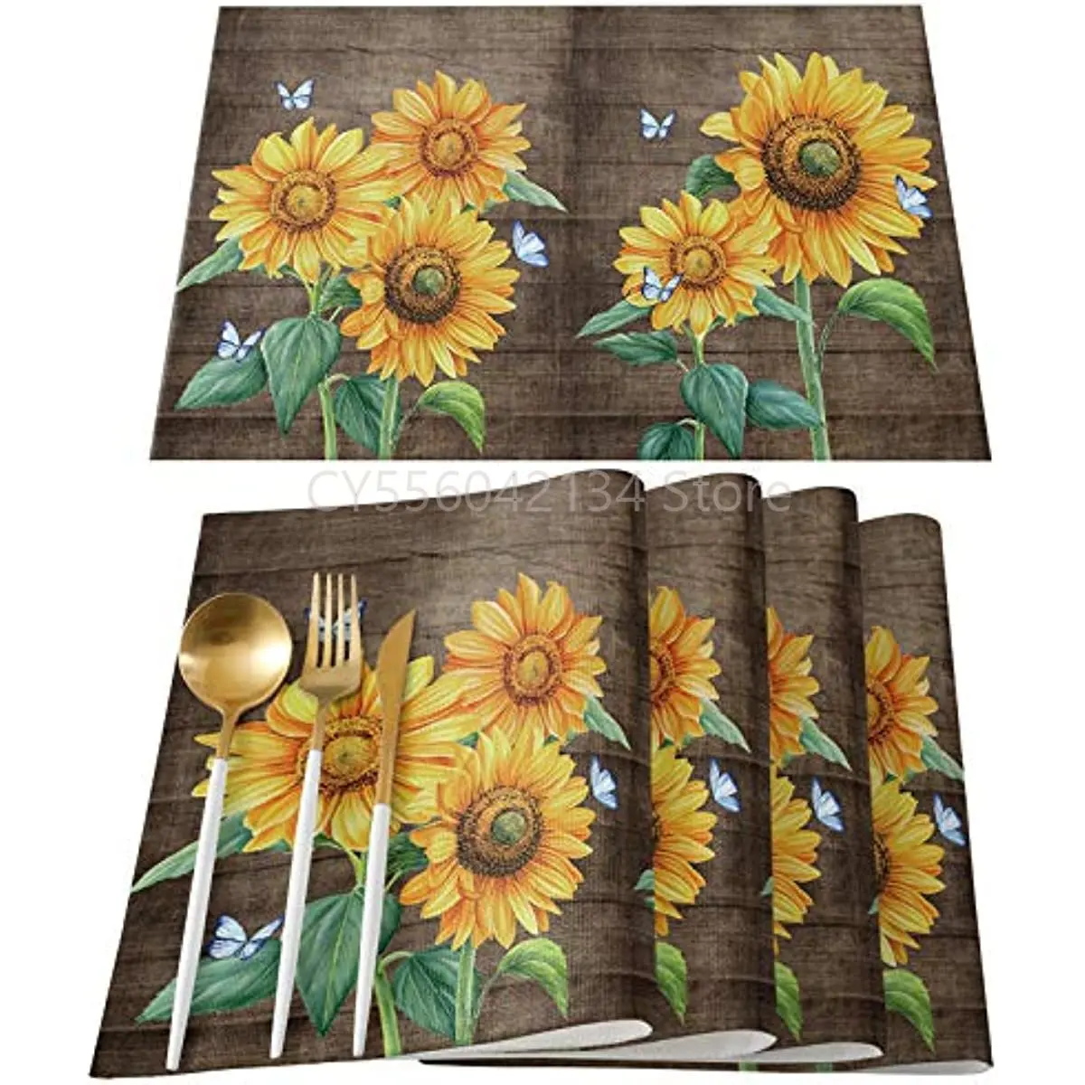 Vintage Sunflower Floral, Table Mats Set of 4 Washable Non-Slip Heat Resistant Table Placemats
Vintage Sunflower Floral, Table Mats Set of 4 Washable Non-Slip Heat Resistant Table Placemats