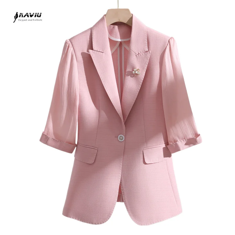 Naviu High Quality Blazers Half Sleeve Summer Outwear For Women Coat Office Wear Formal Tops
Naviu High Quality Blazers Half Sleeve Summer Outwear For Women Coat Office Wear Formal Tops