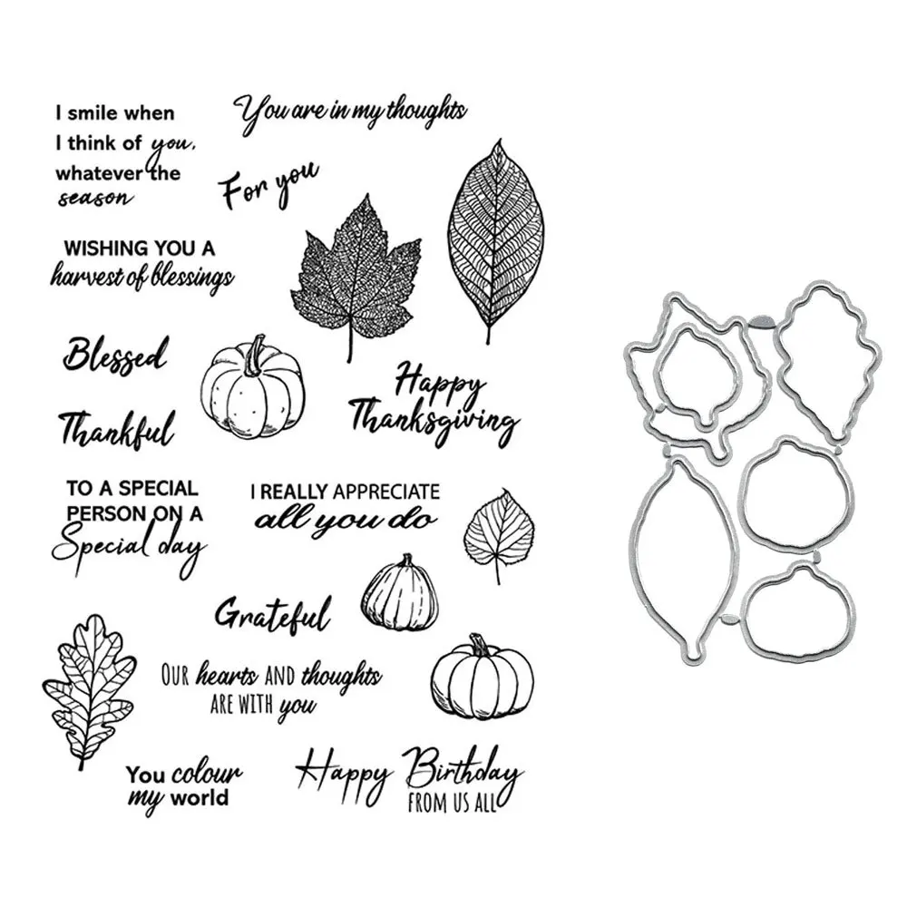 Grateful Pumpkin Leaves Metal Cutting Dies and Clear Stamps for Scrapbooking Craft Stencil Seal Sheet Decor Embossing Template
Grateful Pumpkin Leaves Metal Cutting Dies and Clear Stamps for Scrapbooking Craft Stencil Seal Sheet Decor Embossing Template