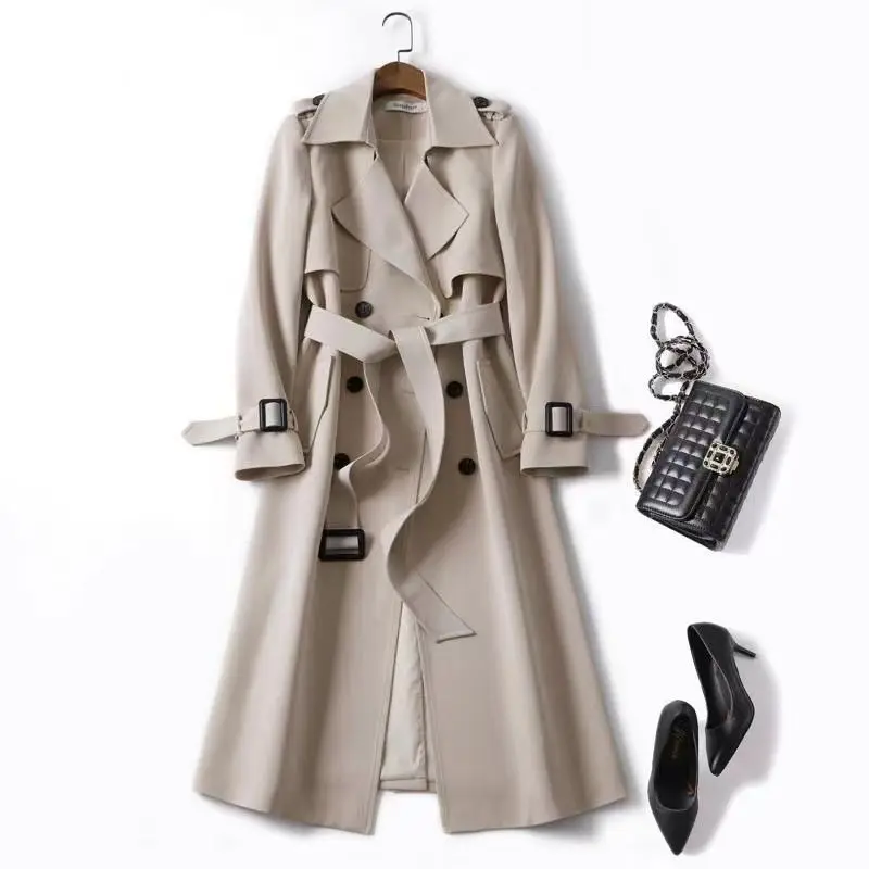 Windbreaker Womens Long 2023 New Korean Temperament Popular British Style Overthe-knee Coat Spring And Autumn Fashion Coat Women
Windbreaker Womens Long 2023 New Korean Temperament Popular British Style Overthe-knee Coat Spring And Autumn Fashion Coat Women
