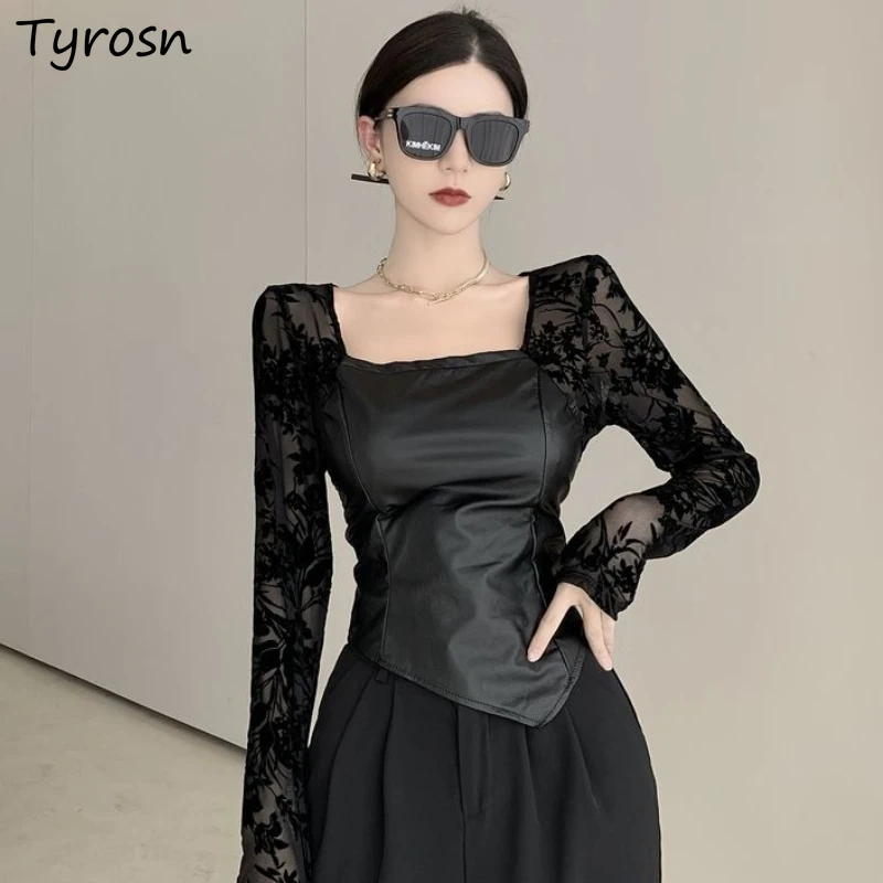 T-shirts Women Design Slim Fashion Sexy Patchwork Leisure All-match Square Collar Korean Style Long Sleeve Tops Ulzzang Ladies
T-shirts Women Design Slim Fashion Sexy Patchwork Leisure All-match Square Collar Korean Style Long Sleeve Tops Ulzzang Ladies